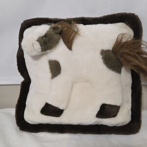 JAAG Plush 3D Pony Horse Pillow 12” Soft & Fuzzy EUC Brown/Cream
